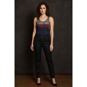 TODD OLDHAM Black Waxed Nylon Jeans Pants Women's Size 6